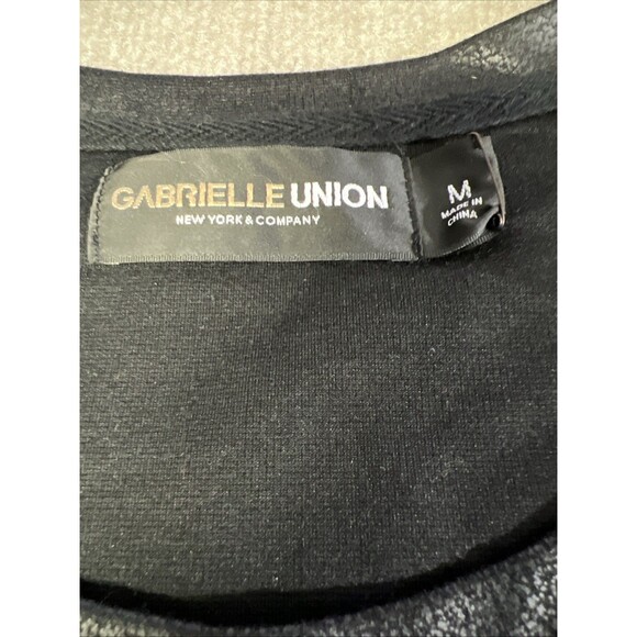 Gabrielle Union  NY&Co Black Faux Leather Dress Short Size M Zip Hem Midi Edgy - Picture 3 of 8